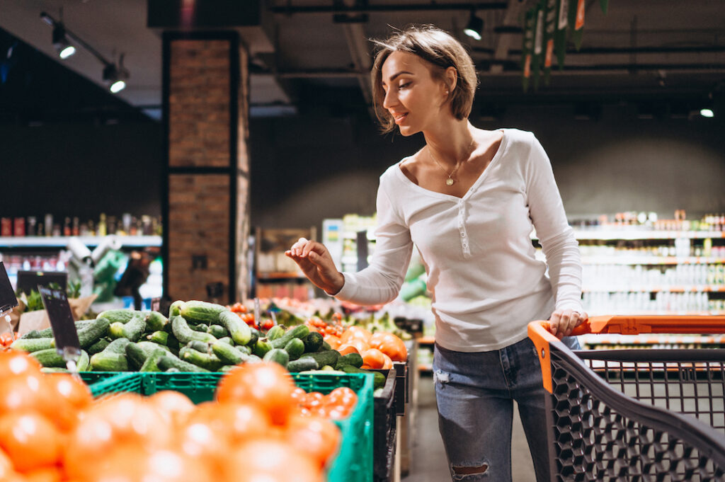 Woman shopping at the grocery store